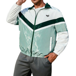 Custom Color Block Woven Nylon Reversible Waterproof Softshell <b>Running</b> Sport Zip up <b>Men's</b> Windbreaker <b>Jackets</b> Coat With Collar - Product Image 3