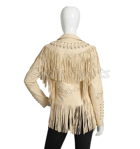 แจ็คเก็ตหนังแท้สไตล์ตะวันตกสำหรับผู้หญิง ออกแบบคุณภาพสูง แฟชั่นทันสมัย ขายส่งและรับสั่งทำ - Product Image 2