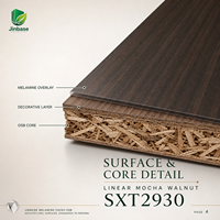 Panneau OSB décoratif Jinbase 18 mm en mélaminé noyer moka, panneau OSB à fibres orientées E0 1220x2440 mm pour l'ameublement de luxe