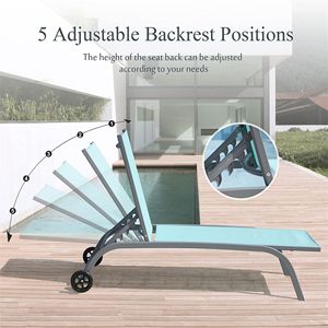 Set di 2 Lettini Prendisole Regolabili da Esterno con Ruote a 5 Posizioni per Piscina e Uso Esterno - Product Image 4