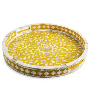 2026 New Design Handmade Resin & MOP Inlay Serving & <b>Storage</b> <b>Trays</b> For Wedding Ramadan Eid Festive Round Shape Serving Platter - Product Image 5