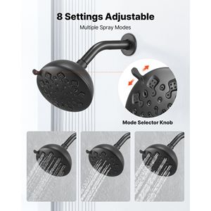 Juego completo de grifería monomando para bañera y ducha, con cabezal de ducha tipo lluvia de latón de 5 pulgadas y kit de embellecedores para caño de bañera, presurizado - Product Image 5