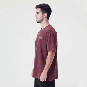 T-shirt sportif surdimensionné à manches courtes pour homme en soie/coton, délavé à l'acide, avec logo personnalisé sur le devant, séchage rapide et respirant - Product Image 3