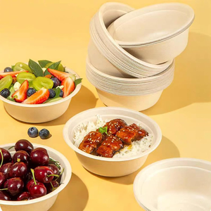 Modern <b>Party</b> Compostable Disposable <b>Plastic</b> <b>Bowls</b> Biodegradable Eco-Friendly Sugarcane Soup Salad Wheat Flakes Nature BPA FREE - Product Image 5