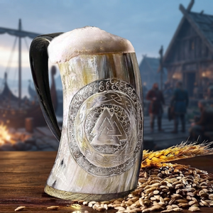 Mug en corne véritable de style religieux viking, écologique, fait main, avec poignée, pour la maison, bière ou café, prix de gros - Product Image 1