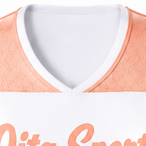 Maillot de cheerleading sans manches sublimé blanc pêche, tenue de sport athlétique pour équipe, entraînement et compétition - Product Image 5