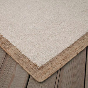 Tapis rectangulaire écologique en jute naturelle tissé à la main, abstrait, antidérapant, adapté aux animaux domestiques, pour intérieur et extérieur, avec bordure, pour salon, personnalisable - Product Image 2