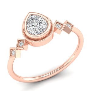 Anillos de Compromiso REYES Solitaire de Plata de Ley 925, Chapados en Oro Rosa de 14K, Corte Pera, Moissanita de 0.63Ct, Anillo de Promesa de Boda - Product Image 2