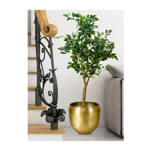 Maceta Redonda Decorativa de Metal Dorado para Hogar y Jardín, Presentación de Plantas Moderna y Ecológica - Product Image 1