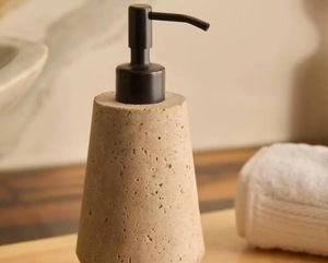 Dispensador de Jabón de Travertino Natural, Dispensador de Jabón Líquido Decorativo de Piedra de Lujo para Baño - Product Image 3
