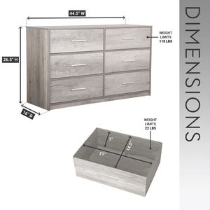 Grande Cassettiera in Tessuto con 6 Cassetti, Colore Grigio - Product Image 4
