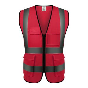 Chaleco de seguridad reflectante personalizado con bolsillos y logotipo en negro, amarillo y naranja, chaleco de seguridad para hombre 100% de alta calidad - Product Image 5