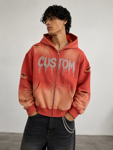 Sweat-shirt à capuche pour homme, coupe classique, 100% coton, gris uni, écologique, respirant, grande taille, avec poche avant et logo - Product Image 4