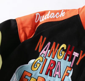 Chaqueta Varsity de Algodón Puro Personalizada con Parche Bordado de Dibujos Animados, Estilo Urbano, con Paneles de Bloques de Color, para Niños, Invierno - Product Image 3