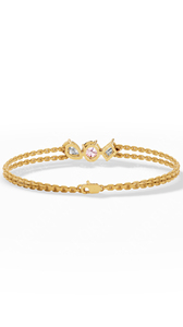 Pulsera de doble hilera con diamantes cultivados en laboratorio de corte pera y esmeralda, redondos, de color rosa claro, en conjunto con un trío celestial de diamantes, en oro de 18 quilates, joyería fina. - Product Image 6