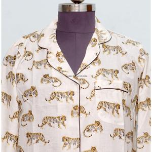 เสื้อเชิ้ตยาวสไตล์กิโมโนสำหรับผู้หญิง ผ้าฝ้ายแท้ 100% ลายสัตว์ เปิดด้านหน้า คอวี แขน 3/4 ทรงเข้ารูป ติดกระดุม - Product Image 3