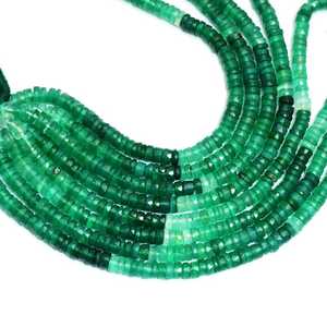 Natural Green Onyx Faceted Heishi Beads 6MM 7MM Strand Loose Gemstone Beads <b>String</b> For Jewelry Making Wholesale Price Bulk - Product Image 1