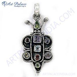 Hermosa colección de dijes elegantes con colgante de plata multipiedra - Product Image 1