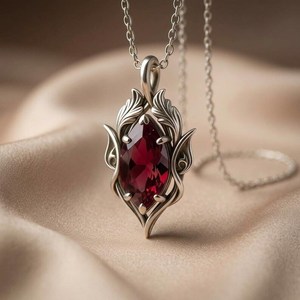 Pendentif Breloque Vintage Elven en Argent Sterling 925 Plaqué Or avec Pierre de Naissance, Bijou Inspiré de la Fantaisie, Cadeau Spécial pour Femme - Product Image 4