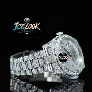 Reloj Mecánico con Aspecto de Hielo, Bisel de Diamantes, Esfera de Cristal, Reloj de Pulsera para Regalo y Moda - Product Image 5