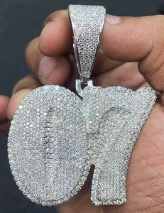 Colgante de Joyería de Lujo con Moissanita VVS de Corte Brillante Redondo, Chapado en Rodio, con Diseño de Número, Estilo Iced Out para Fiestas - Product Image 1