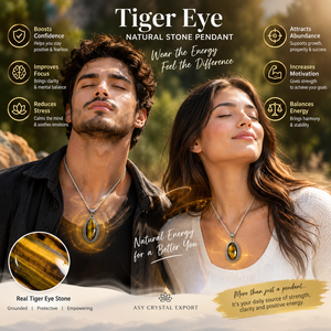 Collar con Colgante de Ojo de Tigre Natural, Joyería de Piedras Preciosas para Hombre y Mujer, Colgantes de Cristal con Aleación Plateada Pulida para Uso Diario - Product Image 6