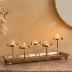 Gold Metal Candelabra Candle Holder Handmade Iron Multi T Light Stand Wedding <b>Decor</b> Elegant Centerpiece Home <b>Valentine</b> Gift Sets - Product Image 6