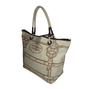 Sac de shopping en toile de coton personnalisé avec poignée et bordure en PU, design imprimé exclusif OEM, pour filles - Product Image 2