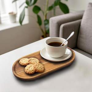 1 bandeja de madera de acacia de 11.8×6 pulgadas, plato ovalado rústico para servir, tabla de charcutería hecha a mano para fiestas y desayunos - Product Image 2