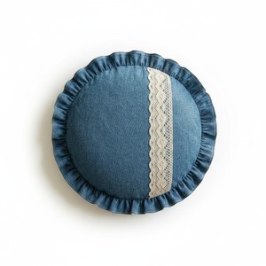 Navy Blue Denim Square <b>Cushion</b> <b>Cover</b> with Floral Lace Handmade Luxury Living Indian Manufacturer - Product Image 5