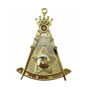 Collar Masónico Personalizado OEM con Joya Chapada en Oro y Esmalte Duro, Recuerdo Religioso - Product Image 1