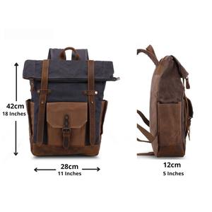 Mochila de Lona y Cuero de Primera Calidad, Bolsa para Portátil de Viaje, Fabricante OEM al por Mayor, LCB-0098 - Product Image 5