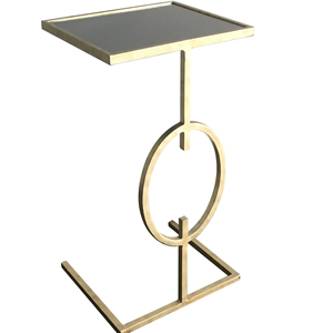 Table d'appoint moderne en bois, ronde, avec plateau en verre, style antique, pour chambre à coucher, salon - Product Image 1