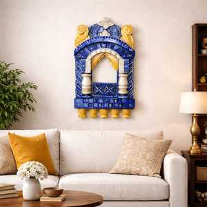 Jrokha de Resina Azul Hecho a Mano, Decoración de Pared Tradicional India, Marco de Ventana Decorativo, Arte Folclórico, Venta al por Mayor, Estatua Decorativa para el Hogar - Product Image 1