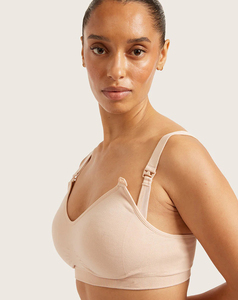 Soutien-gorge de sport sans fil léger pour femme, col en V, pour la maternité, rose clair uni, séchage rapide, collection 2026 – Vente en gros - Product Image 3