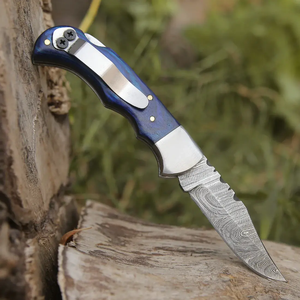 Custom Handmade Damascus Steel Folding Pocket Knife <b>Back</b> Clip Leather Sheath Utility Knife-OEM Supported <b>Drop</b> Shipping Available - Product Image 4