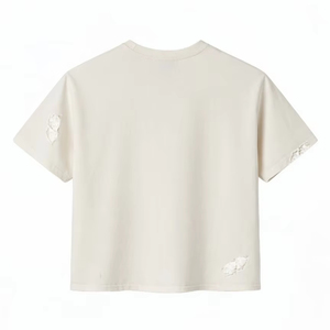 T-shirt Oversize Unisexe Vintage Streetwear Effet Délavé Acide avec Logo Strass Tricoté sur le Devant – Marque Américaine Scintillante - Product Image 4