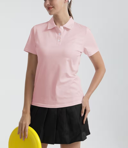 Womens Jersey Quick Dry for Shirt Short Sleeve Breathable Knitted Casual Golf Tennis Workwear Front Custom Logo Top - Product Image 4