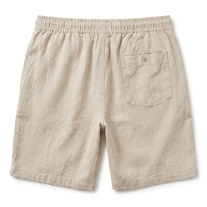 Shorts d'été pour hommes aspect lin respirant avec cordon de serrage, décontractés et légers, vente en gros OEM ODM, marque privée, faible MOQ - Product Image 4