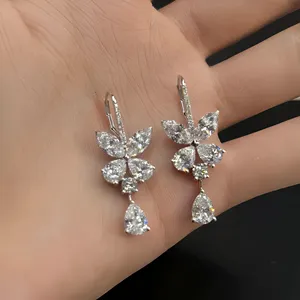 Flowing Elongated Three Prong Pear Cut Solitaire Lab Grown Diamond Studs 14K Gold Luxury <b>Fine</b> Jewelry Wholesale Supplier <b>Earring</b> - Product Image 3