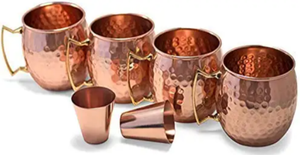 Taza de Cobre de Alta Calidad al por Mayor, Taza de Acero Inoxidable de 16 oz con Acabado Martillado en Oro Rosa - Product Image 2