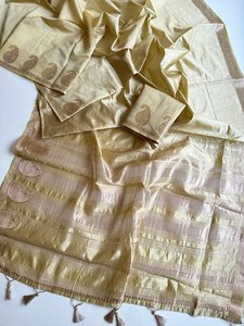 Sari traditionnel en soie Butta Tussar Slub de qualité supérieure, avec bordure intemporelle et tissage de designer, collection Heritage Nakashi Butta. - Product Image 6