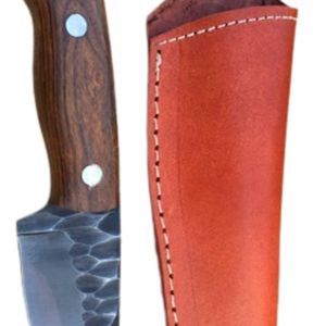 Cuchillos de Hoja Fija de Acero al Carbono con Mango de Madera Natural y Funda de Cuero para Actividades al Aire Libre, Camping, Senderismo y Bushcraft - Product Image 6