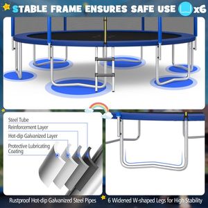 Trampolín Recreativo para Exteriores de 12 Pies con Red de Seguridad - Juguetes Divertidos para Saltar para Niños - Product Image 6