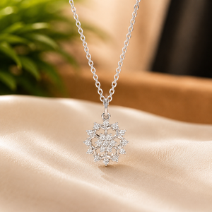 Brilliant Round Diamond Pendant <b>Necklace</b> <b>Silver</b> Tone Moissanite Charm <b>Necklace</b> for Women Wedding Gift Jewelry - Product Image 1