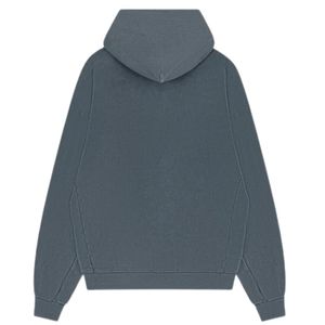 Heavyweight Washed Ribbed Hoodie Grey Pullover Long Sleeve Soft Cotton Knit Casual Menswear Comfort Fit Premium - Product Image 2