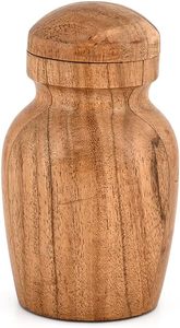 New Collection <b>Large</b> Round Adult Cremation <b>Urn</b> Modern Design Handmade Metal <b>Urn</b> with Natural Wood Metal Material Tabletop Vase - Product Image 2