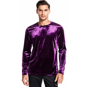 T-shirt en velours à manches longues personnalisé pour homme, col rond, vêtement décontracté, t-shirts en velours tricoté pour homme, t-shirts en velours légers pour homme - Product Image 6