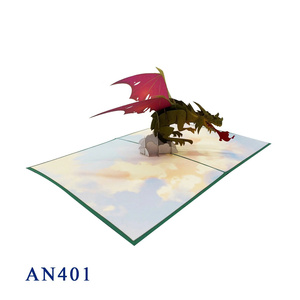 การ์ดอวยพรวันขอบคุณพระเจ้า3D ลายมังกรไฟรูปสัตว์งานแฮนด์เมดของขวัญตกแต่งใหม่ - Product Image 2