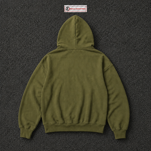 Sudadera con Capucha Oversize Gótica Color Oliva con Diseño de Cruz Tachonada y Mangas Adornadas con Pedrería, Estilo Urbano Unisex - Product Image 6